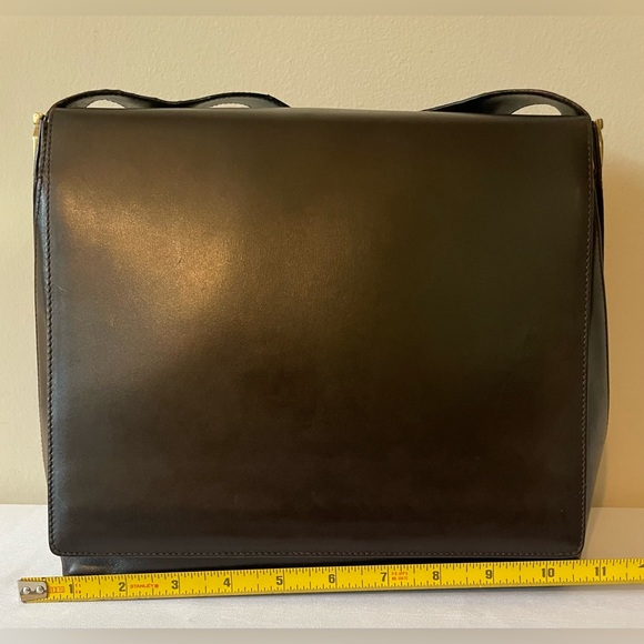 SALVATORE FERRAGAMO / VINTAGE! RARE! Espresso Brown Leather Shoulder Bag - Picture 14 of 16